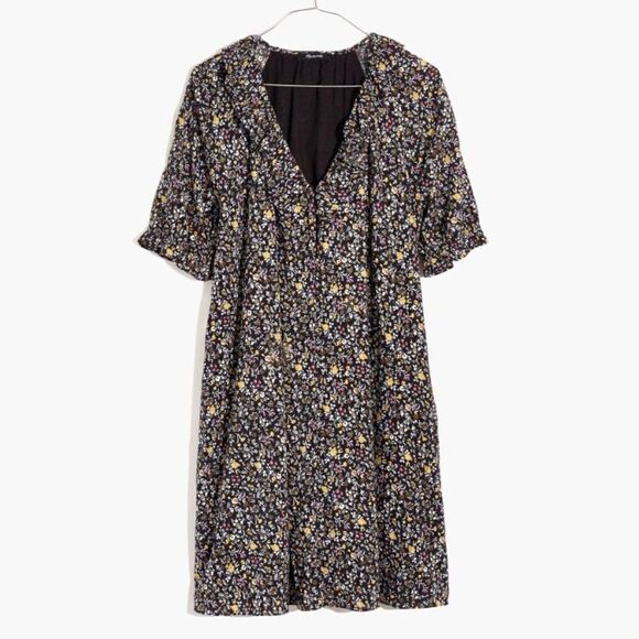 Madewell Ruffle Floral Print Button Front Trapeze Mini Dress | Size Small - Picture 1 of 9